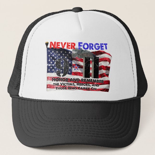 Never Forget September 11 Trucker Hat (Front)