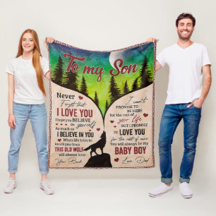 Never Forget That I Love You- Wolf Dad To Son Fleece Blanket