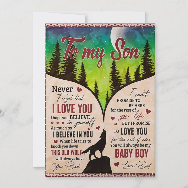 Never Forget That I Love You- Wolf Dad To Son   Invitation (Front)