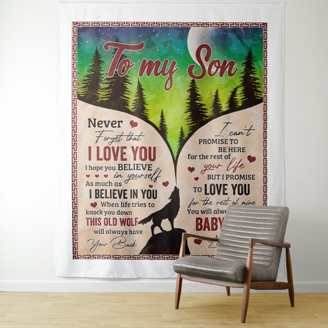 Never Forget That I Love You- Wolf Dad To Son  Tapestry (In Situ)