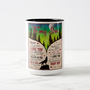Never Forget That I Love You- Wolf Dad To Son Two-Tone Coffee Mug