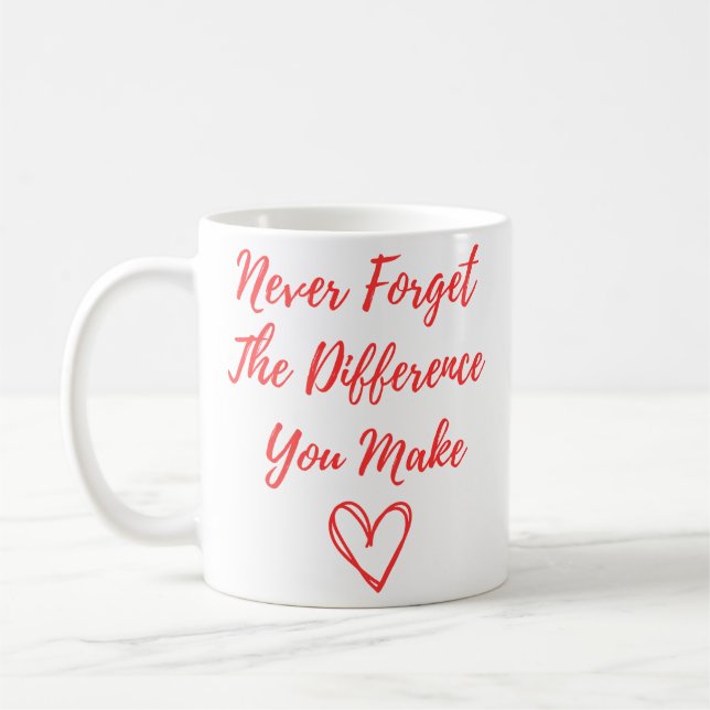 Never Forget The Difference You Make, Thankful Coffee Mug (Left)