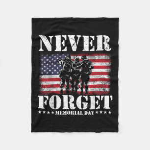 Never Forget Usa Flag Memorial Day Fleece Blanket