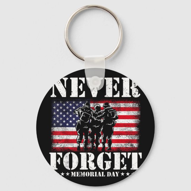 Never forget usa flag memorial day Never forget us Key Ring (Front)