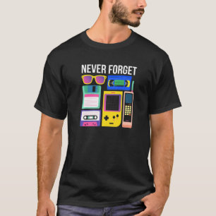 Never Forget Vintage Floppy Disc Video Tape Music  T-Shirt
