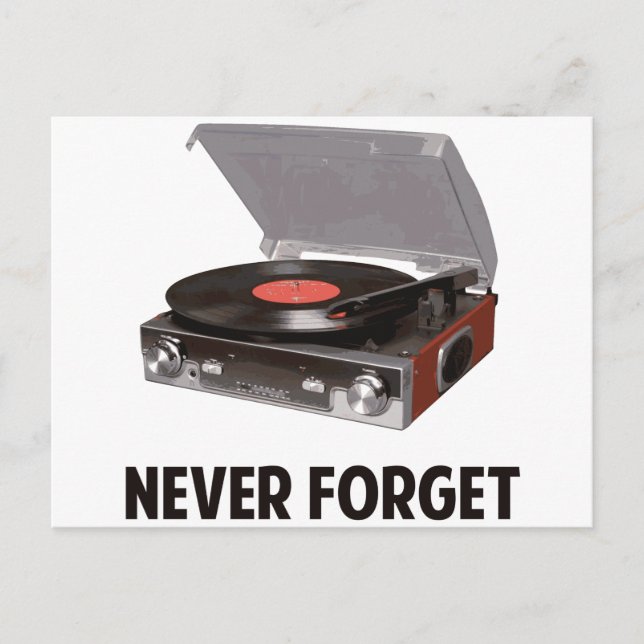 Never Forget Vinyl Record Players Postcard (Front)