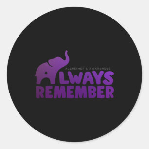 Never Forgets Alzheimerheimer Elephant 2 Classic Round Sticker