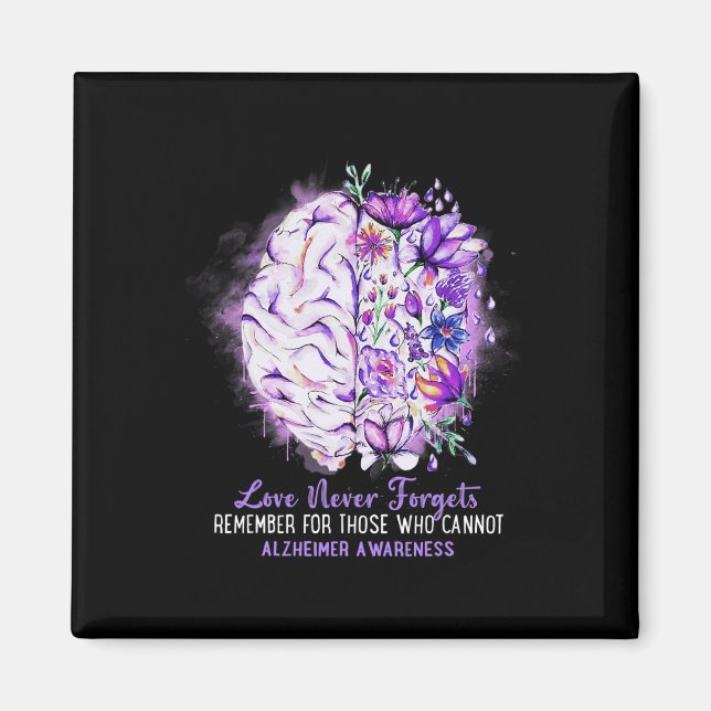 Never Forgets Alzheimerheimer's Awareness Brain Di Magnet (Front)