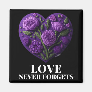 Never Forgets Heart Flower Woman Alzheimerheimer's Magnet