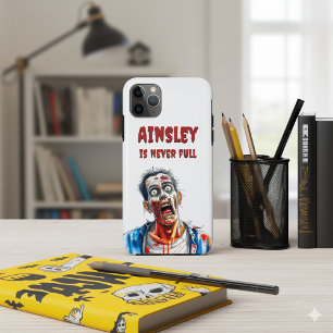 Never Full Zombie Funny Undead Watercolor Design iPhone 11 Pro Max Case
