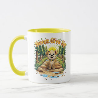 Never Give Up Adventure Dog Mug - Motivational 