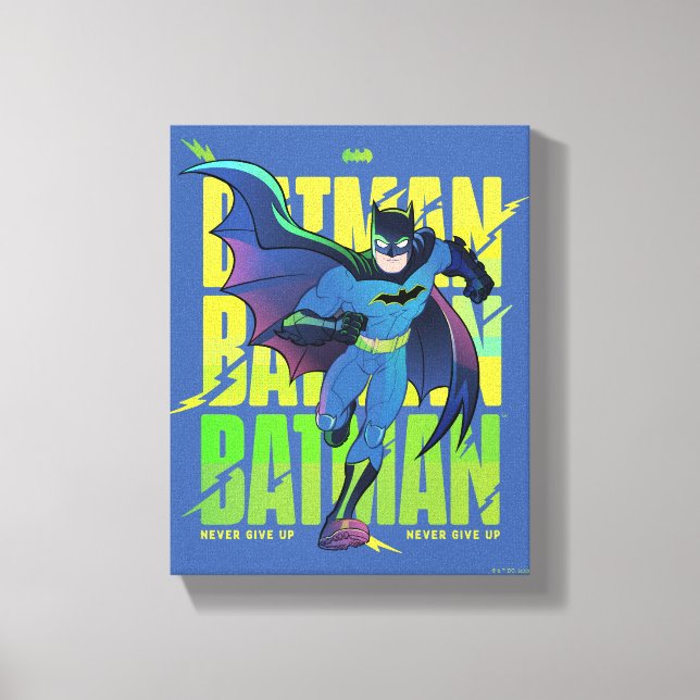 Never Give Up Batman Running Graphic Canvas Print (Front)