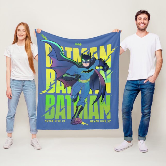Never Give Up Batman Running Graphic Fleece Blanket (In Situ)