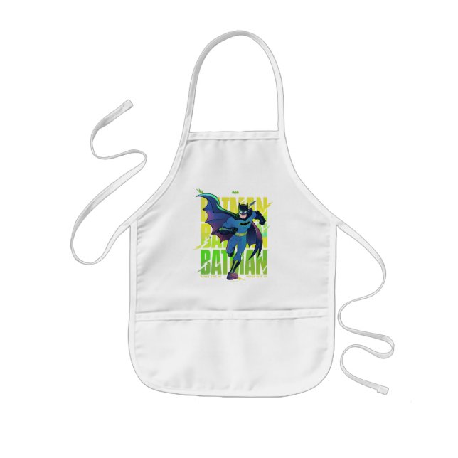 Never Give Up Batman Running Graphic Kids Apron (Front)