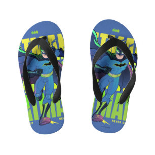 Never Give Up Batman Running Graphic Kid's Flip Flops