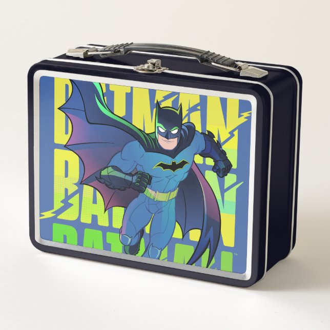 Never Give Up Batman Running Graphic Metal Lunch Box (Front)