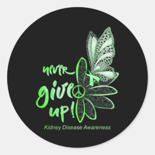 Never Give Up Butterfly Kidney Disease Awareness G Classic Round Sticker