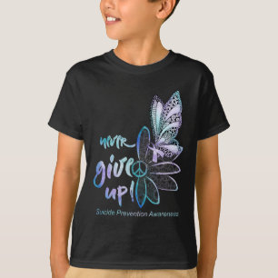 Never Give Up Butterfly Suicide Prevention Awarene T-Shirt