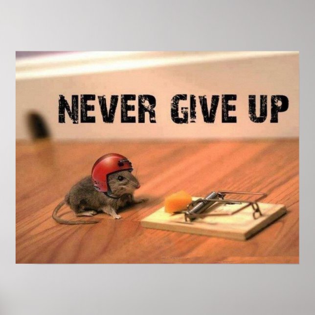 Never Give Up Encouraging Mouse Poster (Front)