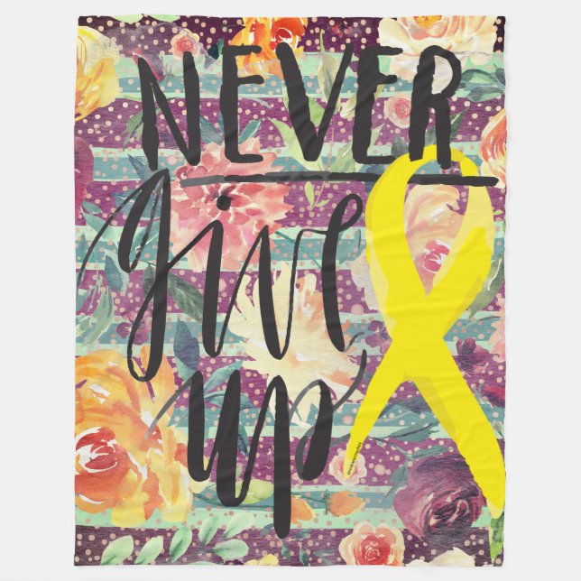 NEVER GIVE UP Fleece Blanket, 60"x80" (Front)