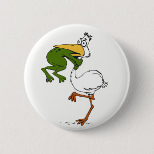 Never Give Up Frog Choking Bird 6 Cm Round Badge