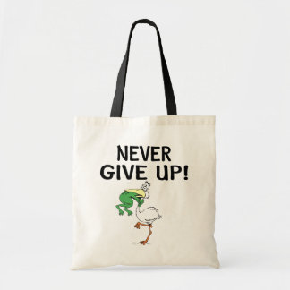 Never Give Up Frog Choking Bird Tote Bag