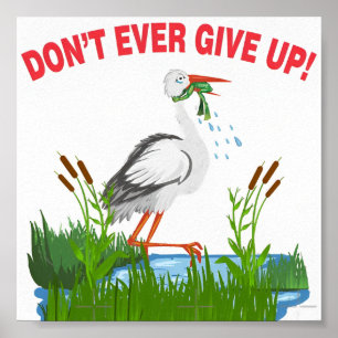never give up frog gift poster