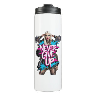 Never Give Up Graffiti Quote Thermal Tumbler