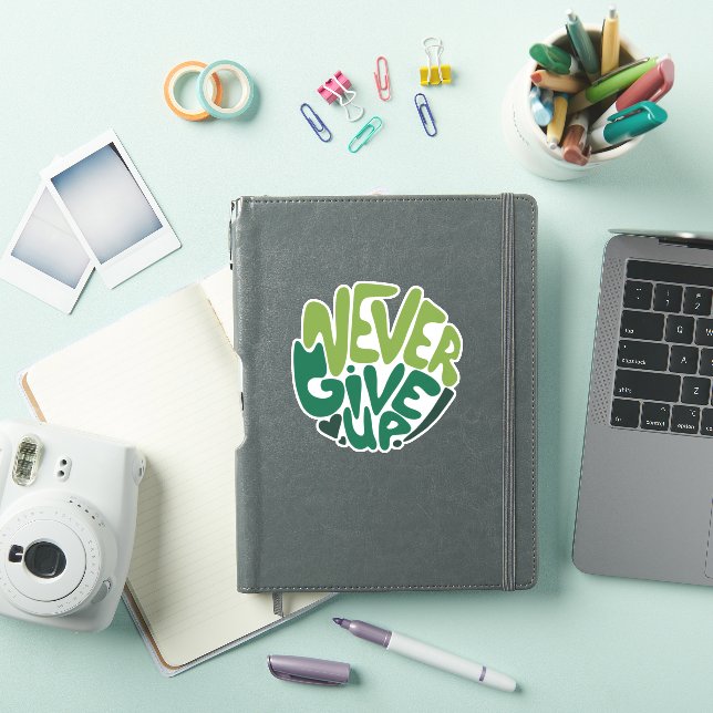 Never Give Up - Green Positive Hand Lettering (iPad Cover)