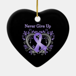 Never Give Up Heart Hodgkin's Lymphoma Ceramic Tree Decoration