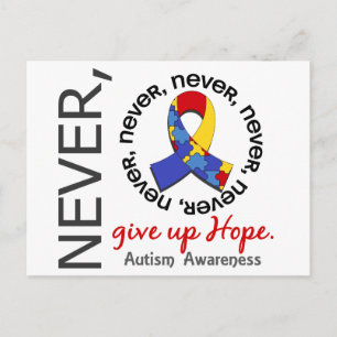 Never Give Up Hope Autism Postcard