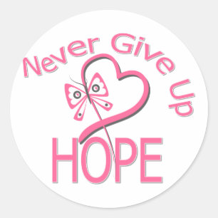 Never Give Up Hope Breast Cancer Classic Round Sticker