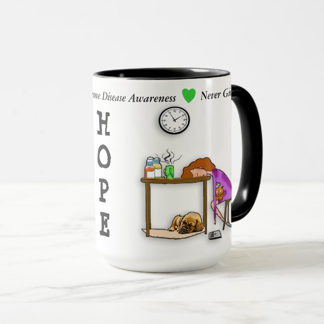 Never Give Up HOPE Lyme Disease Warrior Coffee Mug (Front Right)