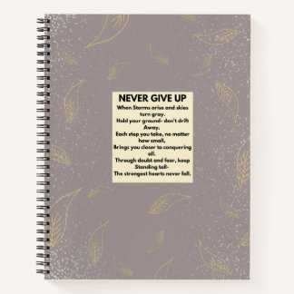 "Never Give Up" Inspirational Journal