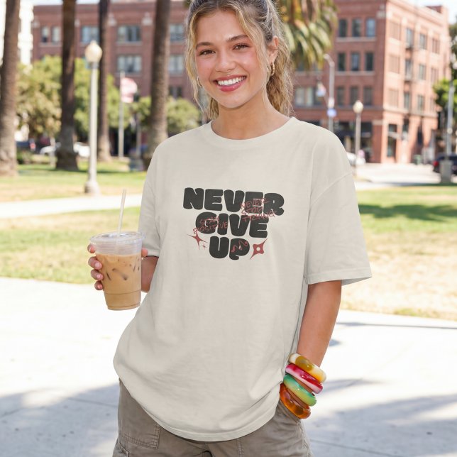 Never Give Up Inspirational Typography Tri-Blend Shirt (Creator Uploaded)