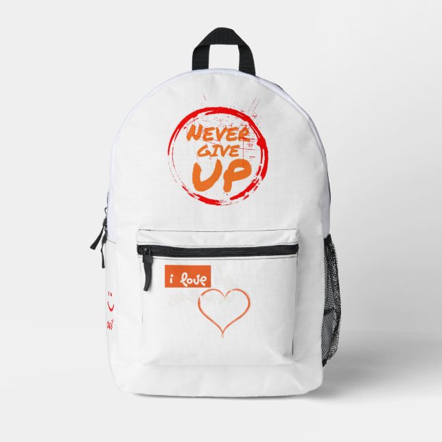 Never Give Up Motivational Backpack (Front)