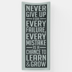 NEVER GIVE UP motivational banner