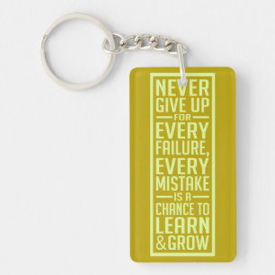 Never Give Up motivational key chain