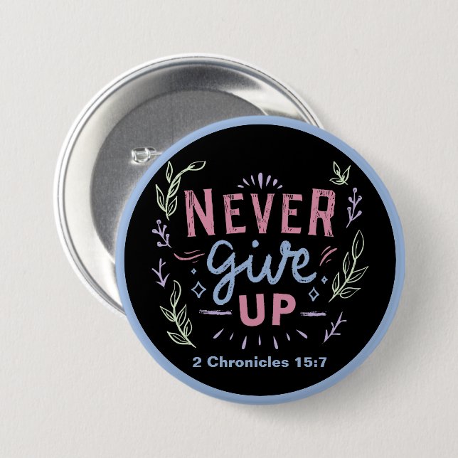 Never Give Up Motivational Pelican and Frog 7.5 Cm Round Badge (Front & Back)