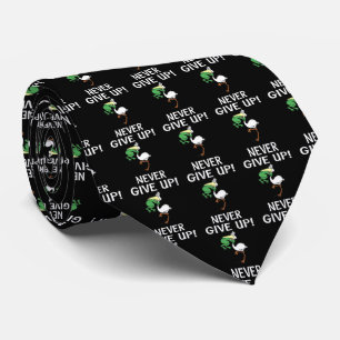 Never Give Up Motivational Pelican and Frog Tie