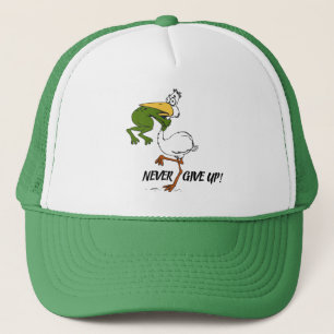 Never Give Up Motivational Pelican and Frog Trucker Hat