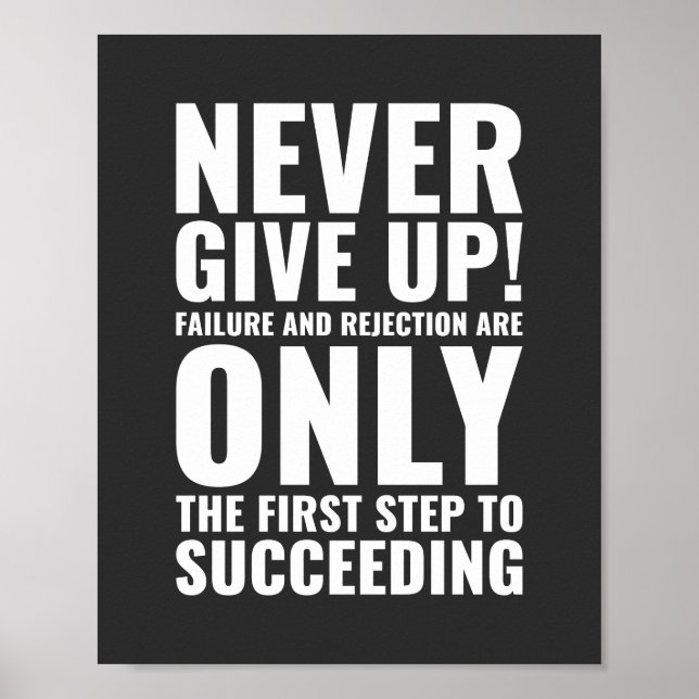 Never give up! | Motivational Quote Poster (Front)