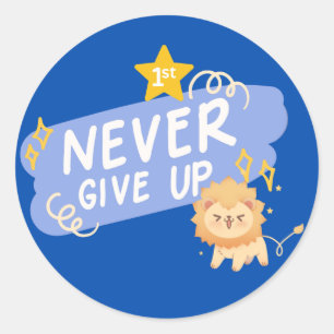 Never Give Up Motivational Sticker Cute Lion
