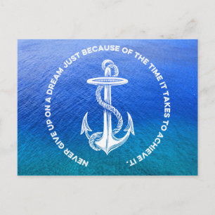 Never Give Up On Dream Blue Ocean Vintage Anchor Postcard
