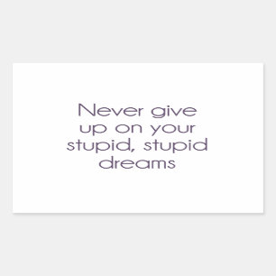 Never Give Up On Your Stupid Dreams Rectangular Sticker