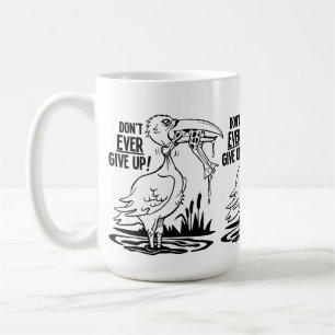 Never Give Up Pelican and Frog Coffee Mug