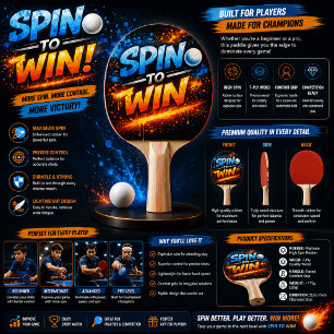 Never Give Up – Power Mindset Design Ping Pong Paddle