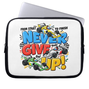 Never Give Up Racing Car Motivational Adventure De Laptop Sleeve