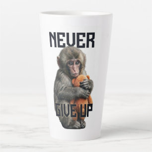 Never Give Up - Resilient Baby Monkey with Teddy B Latte Mug