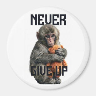 Never Give Up - Resilient Baby Monkey with Teddy B Magnet